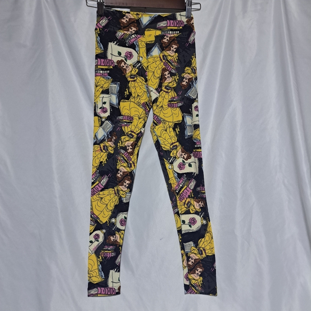 Lularoe Disney Belle Tween Leggings Fits Sz 00-0 Or Kids 10 - 2P